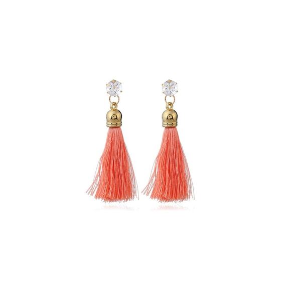 Francesca's Peach Tassel Drop Earrings Twee Royalty Chic - Picture 1 of 4